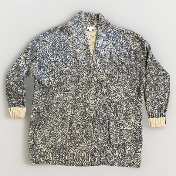 J. Jill Sweaters - Pure Jill Paisley Cardigan – Blue & Cream, Women’s Large